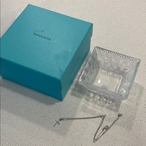 Tiffany diamond cross and jewlery glass